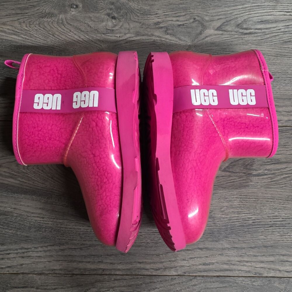 UGG Classic Clear Mini II Kids Boots Rock Rose Pink Waterproof 1112386K Size 2 - Picture 5 of 6